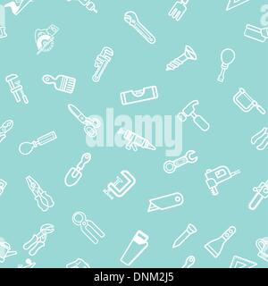 A repeatable background tile featuring lots of hardware and tool icons Stock Vector