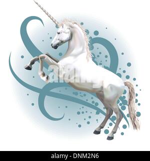 A vector illustration of a unicorn rearing up on its hind legs. Stock Vector