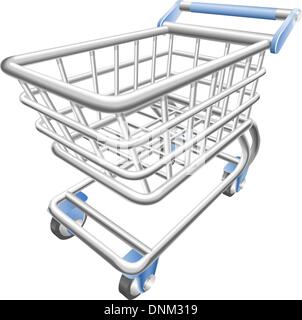 A shiny shopping cart trolley vector illustration with dynamic perspective. Can be used as an icon or illustration in its own ri Stock Vector