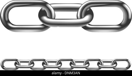Metal chain links. In vector version image arranged in layers to make it easier to extend to desired length. Stock Vector
