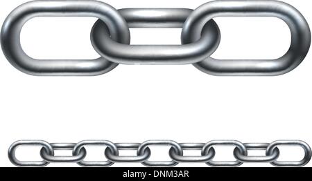 Metal chain links. In the vector version the illustration is arranged in layers to make it easier to extend to desired length. Stock Vector