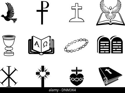 Illustration of religious signs and symbols from Christianity Stock Vector