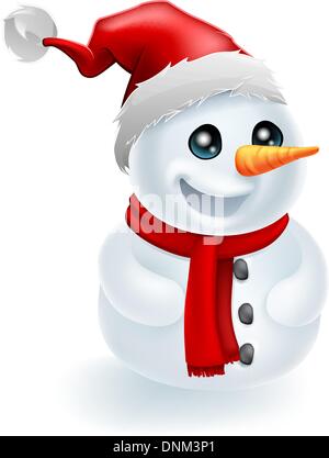 Christmas Snowman wearing a Hat and red scarf Stock Vector Image & Art ...