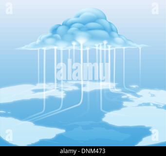 A cloud computing internet concept with information flowing to and from the cloud Stock Vector