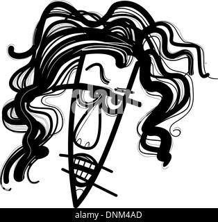 sketch drawing illustration of angry woman caricature Stock Vector