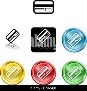 Several versions of an icon symbol of a stylised credit or debit card Stock Vector