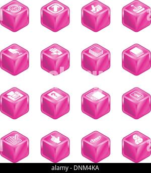 A cube icon series set for computer applications. Stock Vector