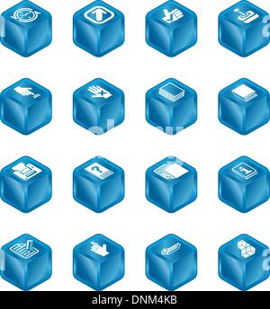 A cube icon series set for computer applications. Stock Vector