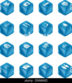 Cube icon set relating to city or location information for tourist web sites or maps etc. Stock Vector