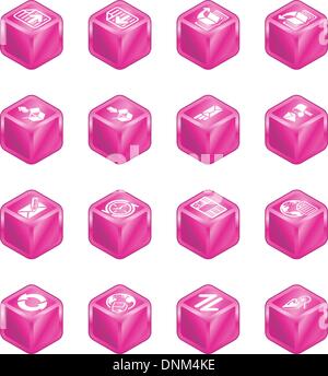 A internet browser and email cube icon set series Stock Vector