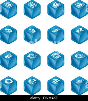 A internet browser and email cube icon set series Stock Vector
