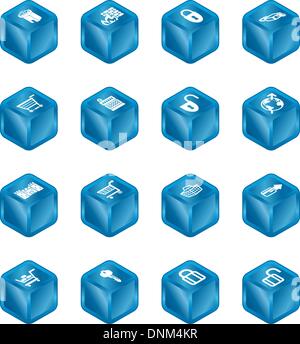 Security and e-commerce cube icon set series. Stock Vector