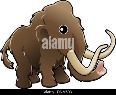 A vector illustration of a cute friendly woolly mammoth Stock Vector