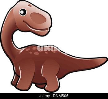 A vector illustration of a cute friendly diplodocus dinosaur Stock Vector