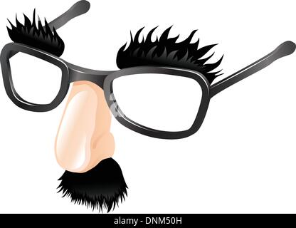 Funny disguise, comedy  fake nose moustache, eyebrows and glasses. Stock Vector