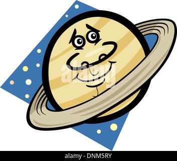 Cartoon Illustration of Funny Saturn Planet Comic Mascot Character Stock Vector