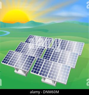 Illustration of a solar panel photovoltaic cells generating power and electricity Stock Vector