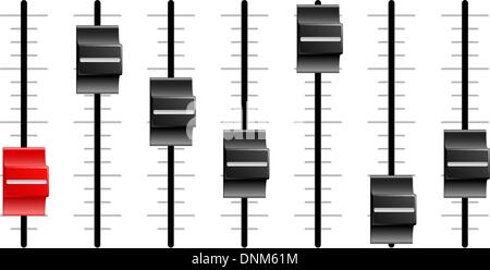 Sliders or faders like those on sound or video control boards Stock Vector