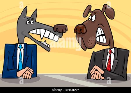 cartoon illustration of two antagonist politicians debate Stock Vector