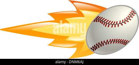 Illustration of a flaming baseball Stock Vector