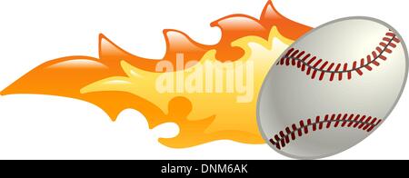 Illustration of a flaming baseball Stock Vector