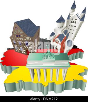 An illustration of some German tourist attractions in Germany. Stock Vector