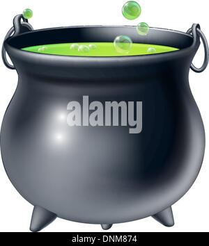 Vector black witches cauldron with green potion and eyes Stock Vector ...