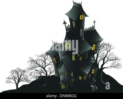 Illustration of a haunted ghost house Stock Vector