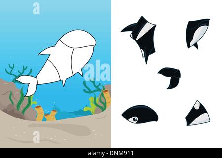 A vector illustration of whale puzzle Stock Vector