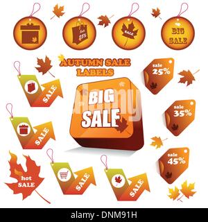 A vector illustration of  autumn sale label designs Stock Vector