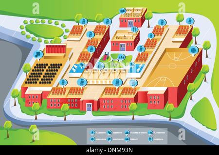 School building and playground illustration Stock Vector Art ...