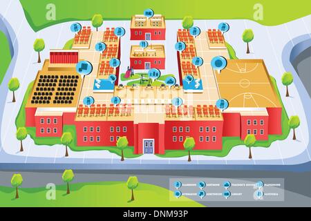 A vector illustration of map of school Stock Vector