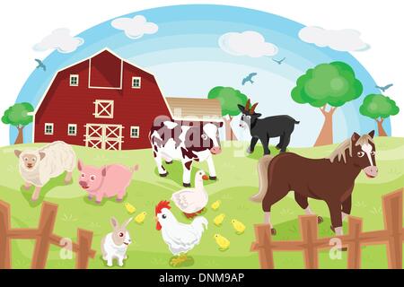 Farm animals in the barn illustration Stock Vector Image & Art - Alamy