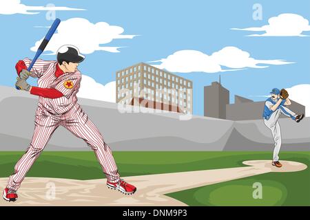 A vector illustration of a people playing baseball Stock Vector