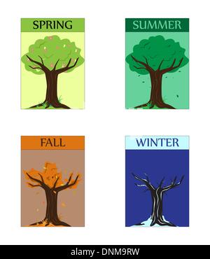 A vector illustration of a set of four seasons trees Stock Vector