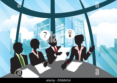 A vector illustration of a group business people in a meeting Stock Vector