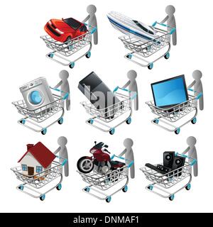 A vector illustration of people shopping big ticket items Stock Vector
