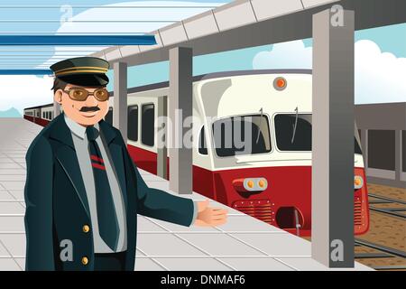 A vector illustration of Train Conductor Stock Vector Image & Art - Alamy