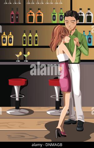 A vector illustration of a couple dancing in a night club Stock Vector