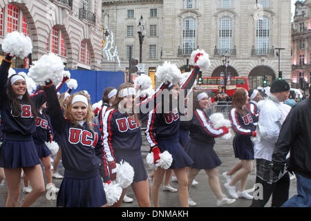 London,UK,1st January 2014,Varsity all American cheerleaders, dancers and spirit performers at the London's New Year's Day Parade 2014 Credit: Keith Larby/Alamy Live News Stock Photo