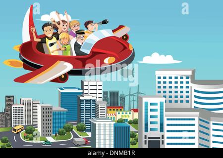 Boy flying an airplane vector illustration Stock Vector Image & Art - Alamy