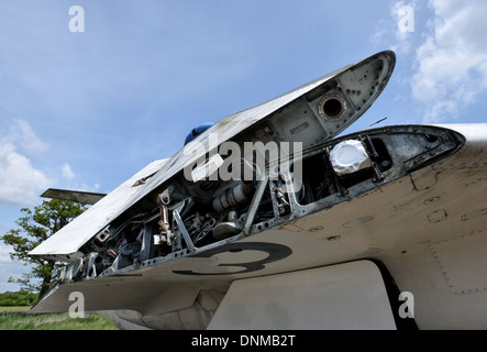 Hawker Sea Hawk Vintage aircraft close up detail of a folded wing, aircraft carrier bourne varient Stock Photo