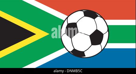 illustration of an icon showing flag of republic of south africa with soccer football ball Stock Vector