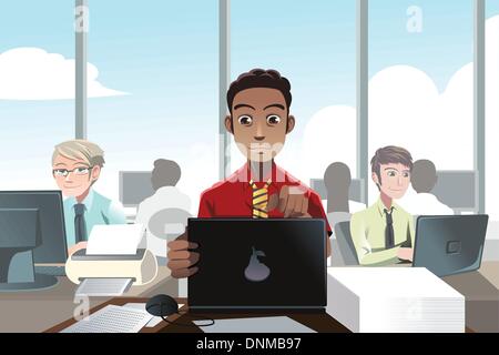 A vector illustration of business people working in an office Stock Vector