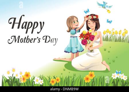 A vector illustration of happy mothers day card Stock Vector