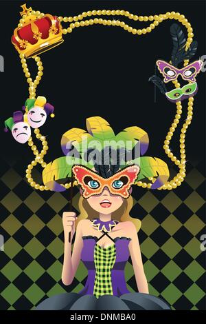 A vector illustration of a mardi gras background with copy space Stock Vector