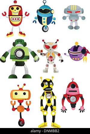 A vector illustration of a set of robots Stock Vector