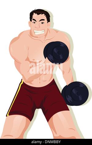 A vector illustration of a muscular sporty athlete Stock Vector
