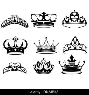 A vector illustration of crown icon sets Stock Vector