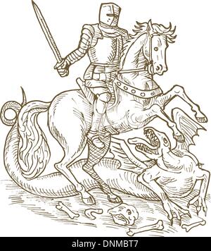 Medieval knight riding dragon illustration Stock Vector Image & Art - Alamy